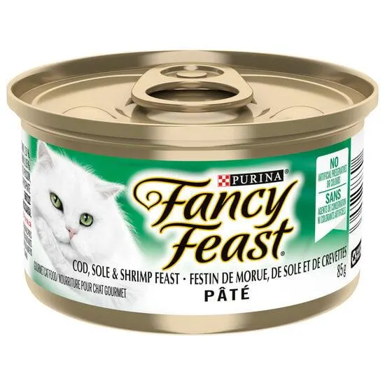 Cod, sole and shrimp wet food for adult cats