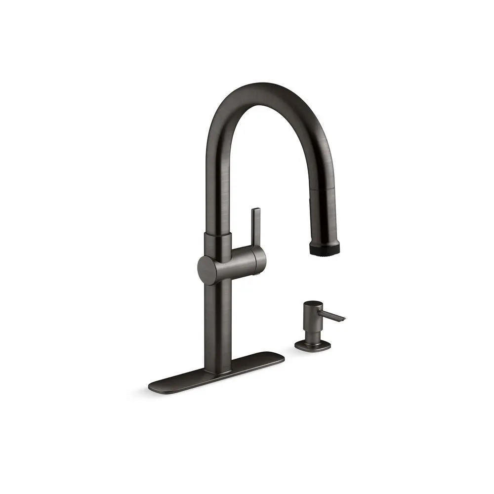 Rune Single-Handle Pull-Down Sprayer Kitchen Faucet in Black Stainless