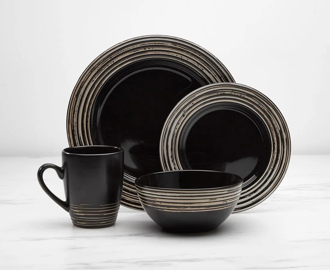 Tahiti Noir 16-Pc Dinnerware Set