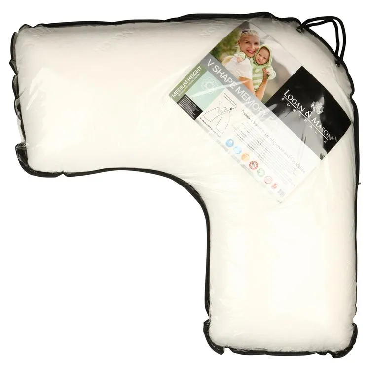 Logan & Mason V Shaped Memory Foam Pillow White