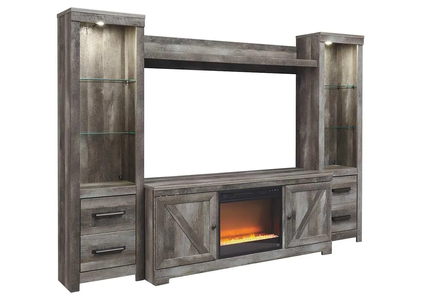 Wynnlow Entertainment Unit with Fireplace - Gray