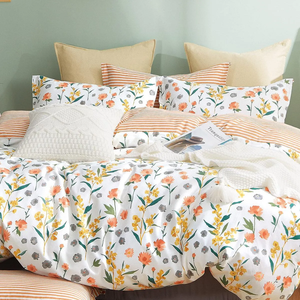 Estella Cotton Box Stitch Floral Comforter Set