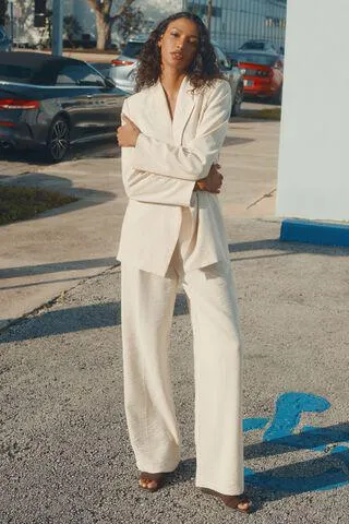 Sofia Crinkled Pleated Straight Leg Pants