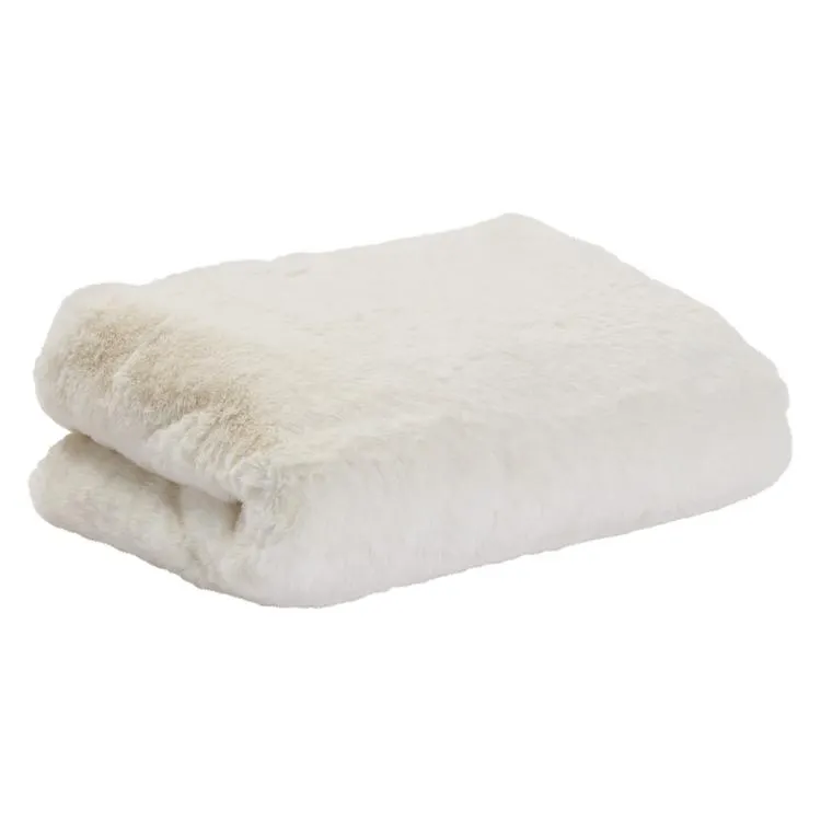 KOO Versaille Faux Fur Throw Blanket Ivory 130 x 180 cm