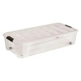 Contenant en plastique avec attaches clips pour dessous de lit