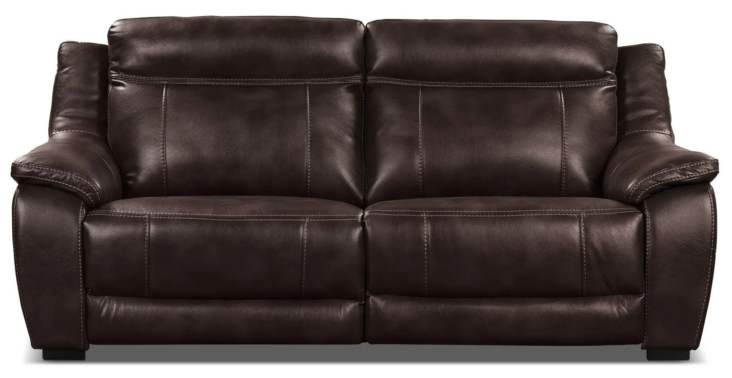 Canadian Made Cindy Crawford Home Novo 80" Brown Leather-Look Sofa Sofa