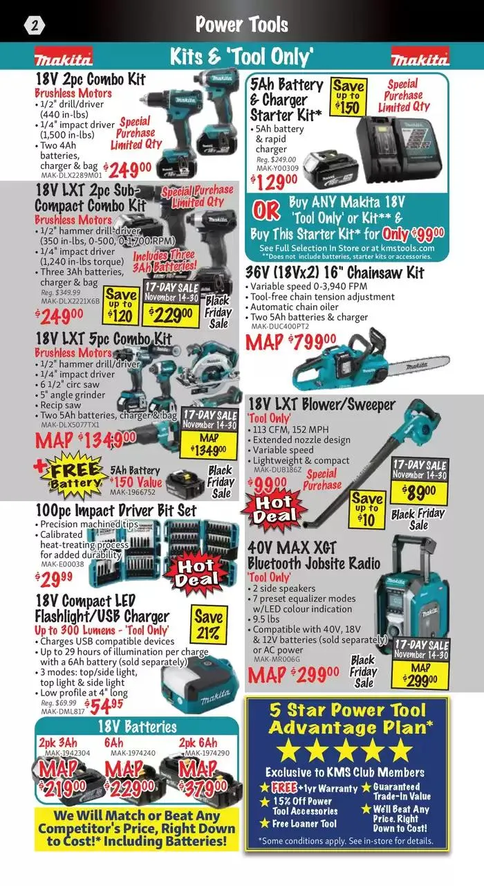 KMS Tools November 2024 Black Friday Sale from November 1 to November 15 2024 - flyer page 2