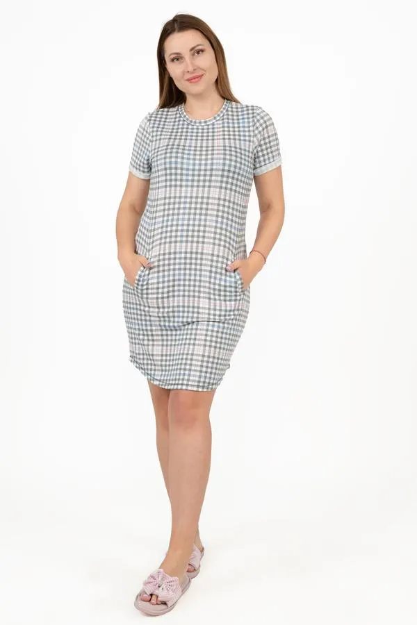 Soft touch sleepshirt with pockets - Plaid