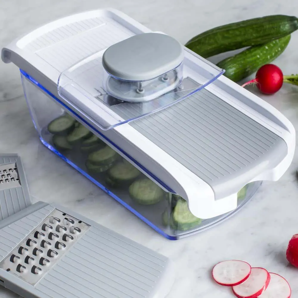 KSP All In 1 Mandoline Slicer and Grater - Set of 7 (White/Grey)