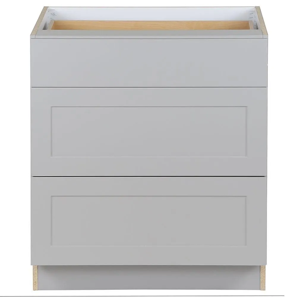 Edson 30-inch W x 34.5-inch H x 24.5-inch D Shaker Style Assembled Kitchen Base Cabinet/Cupboard in Taupe Grey with 3 Soft Close Drawers (BD303V)