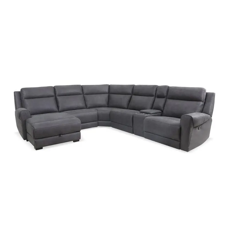 Sectionnel modulaire inclinable, chaise longue avec rangement, dossier rabattable, console électrique - 6 mcx