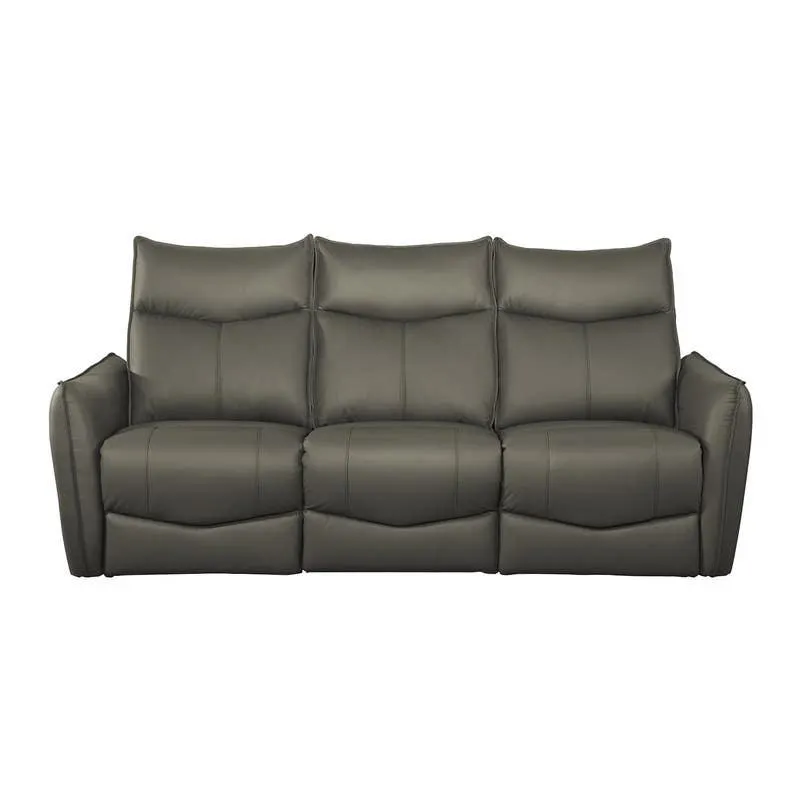 Sofa inclinable électrique en cuir véritable à 3 moteurs - appuis-tête, repose-pieds et soutien lombaire