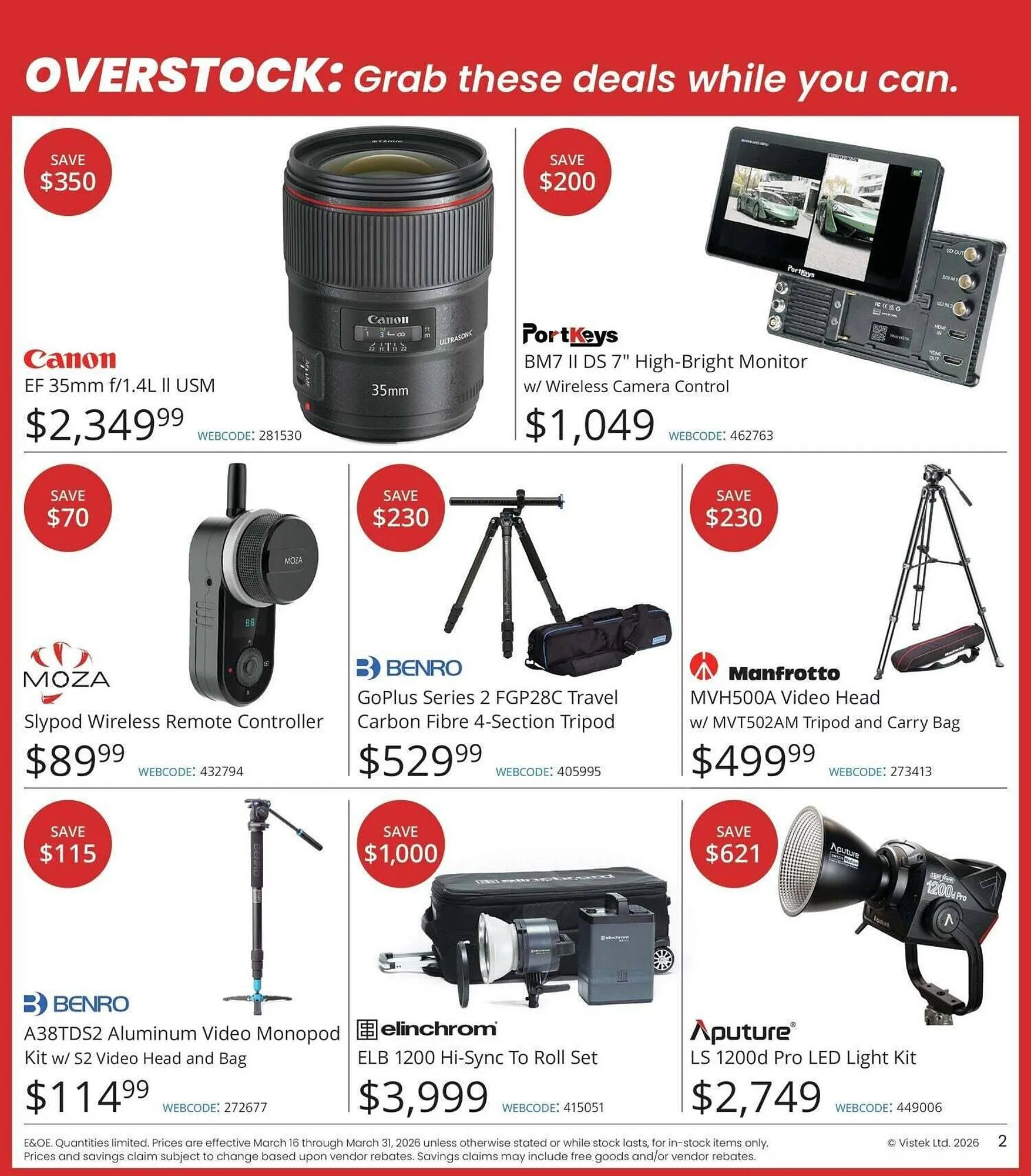 Vistek flyer from March 16 to April 1 2026 - flyer page 2