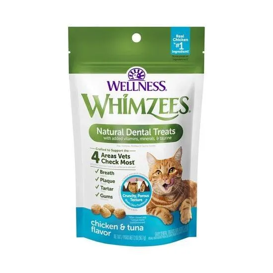 Wellness Natural Chicken and Tuna Flavour Dental Treats for Cats, 56.7 g