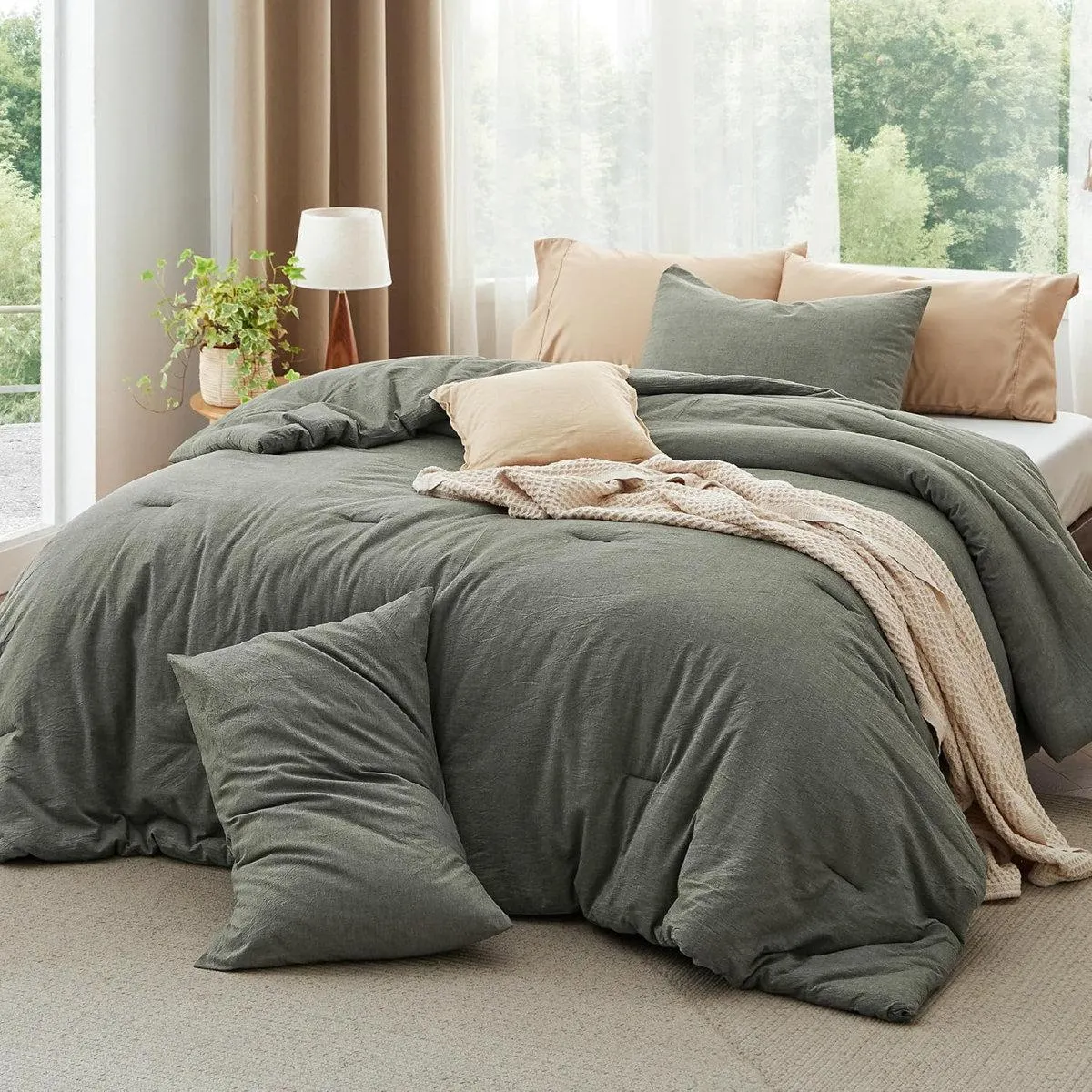 Bedsure Pre-washed Comforter Set with 100% Cotton Outer Covert, 143TC