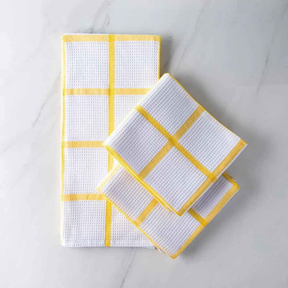 Harman Premium Quality 'Window Pane' Kitchen Towel - S/3 (Yellow)