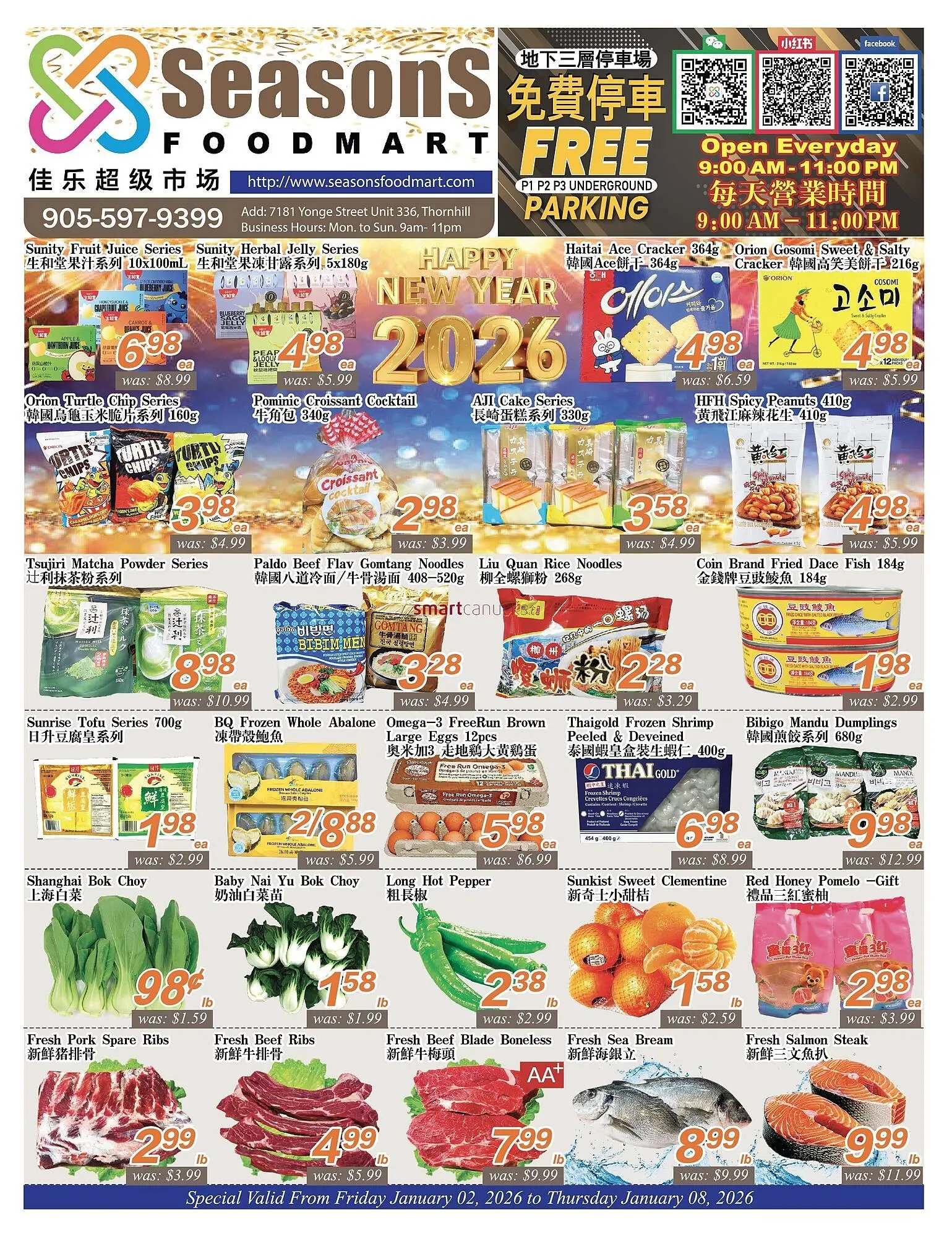 Seasons Foodmart flyer from January 2 to January 8 2026 - flyer page 1