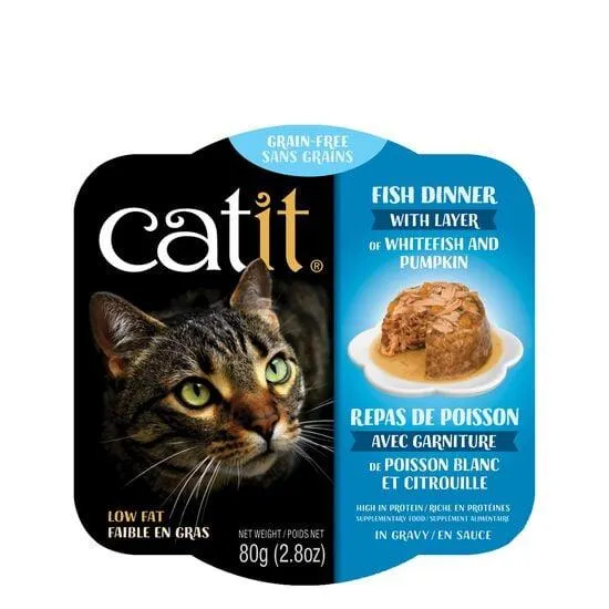 Repas pour chats, poisson, poisson blanc et citrouille