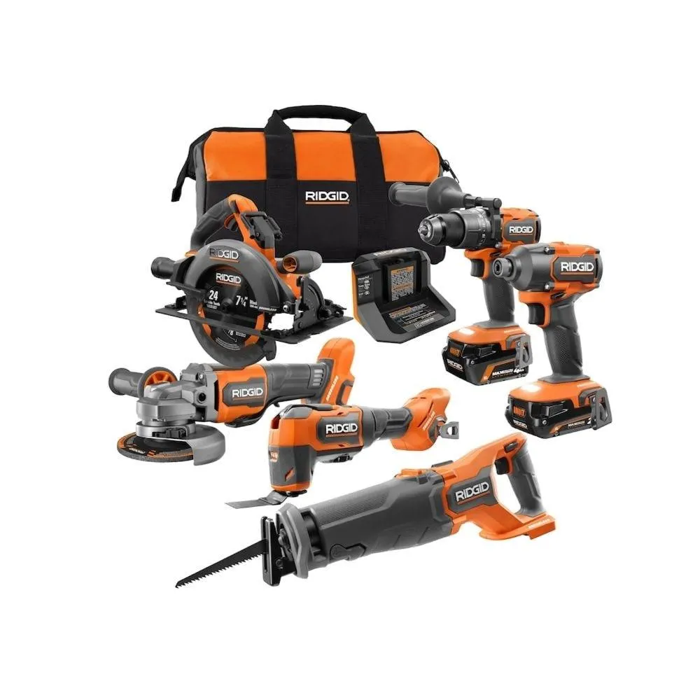 18V Brushless Cordless 6-Tool Kit with (1) 2.0 and (1) 4.0 Max Output Batteries and Charger