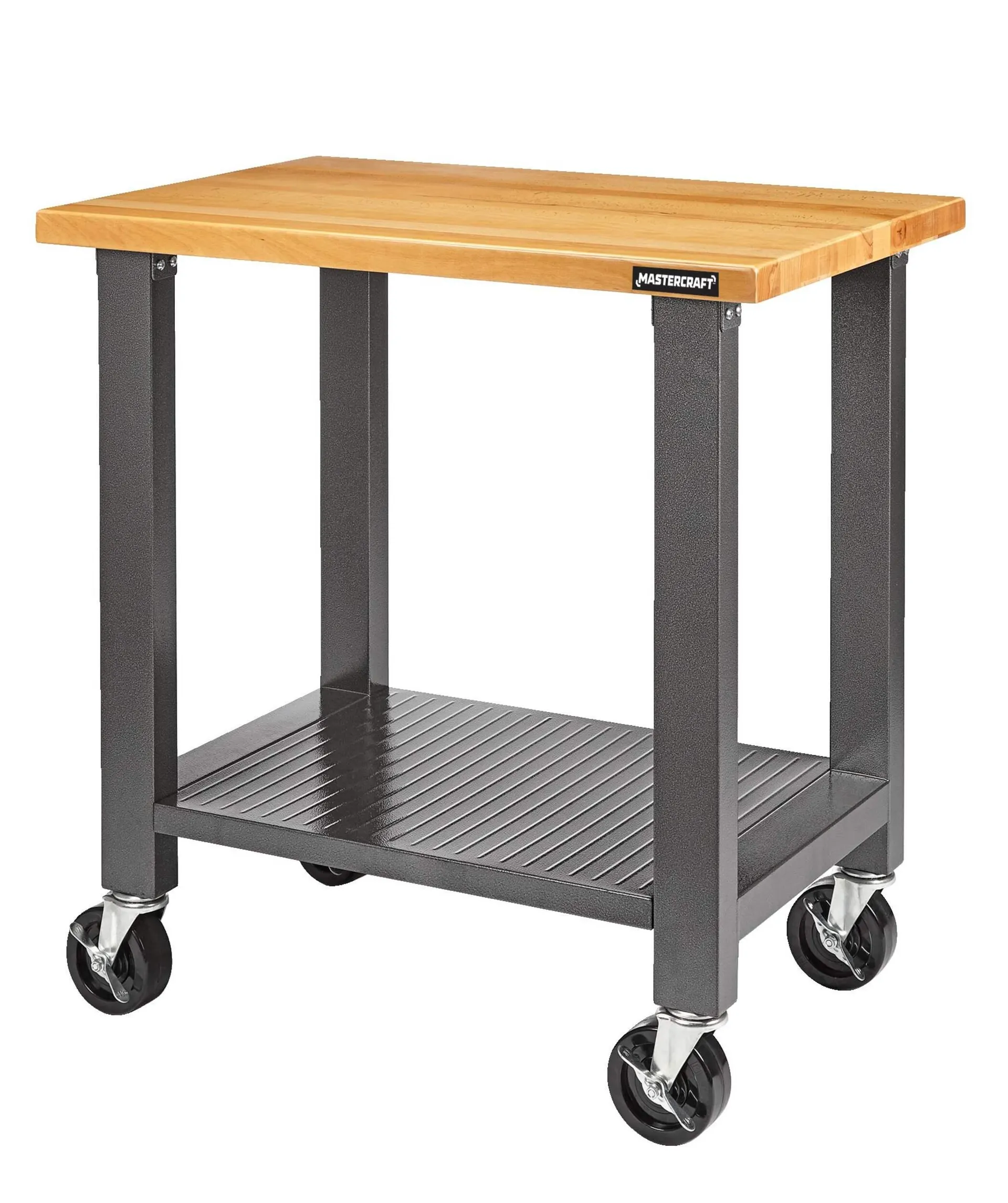 Mastercraft 36" Heavy-Duty Wooden Top Work Bench with Wheels, 36 x 24 x 37.5-in