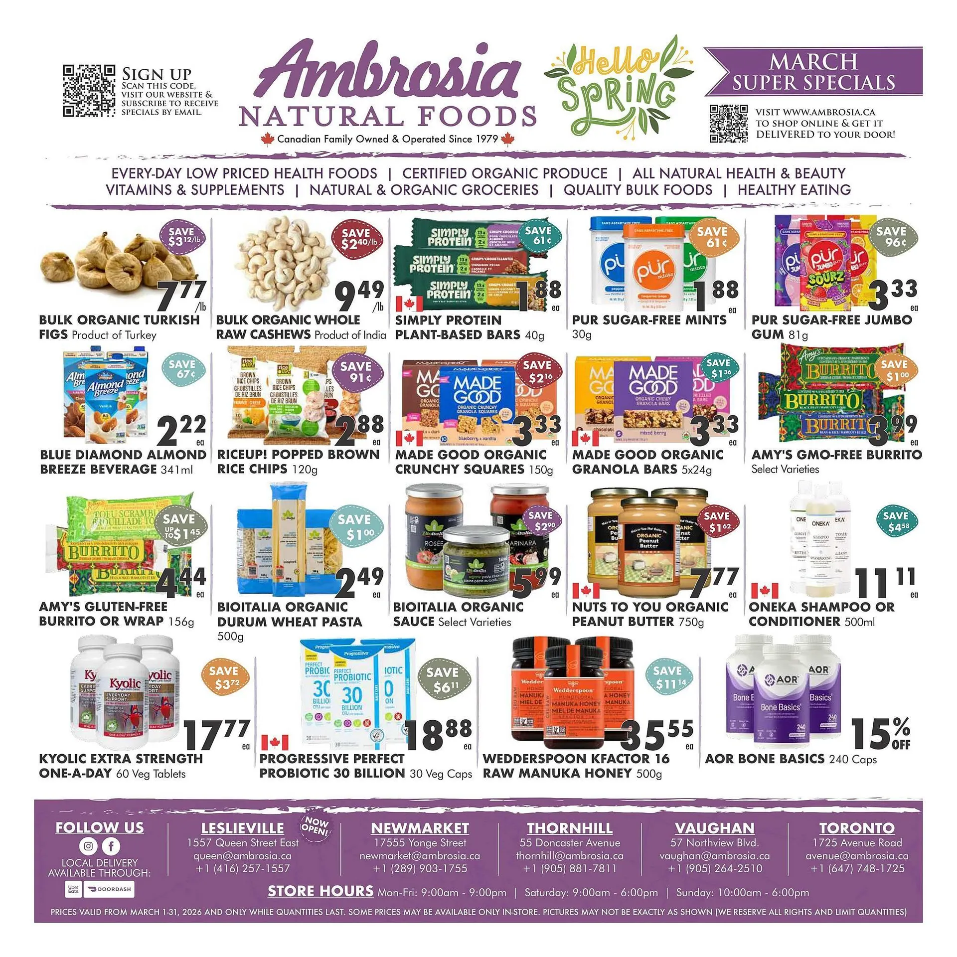 Ambrosia Natural Foods flyer from March 1 to March 31 2026 - flyer page 1