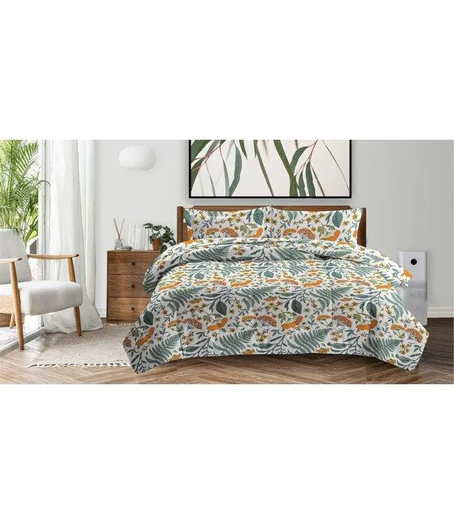 EVITA COMFORTER SET KHAKI/MUSTARD