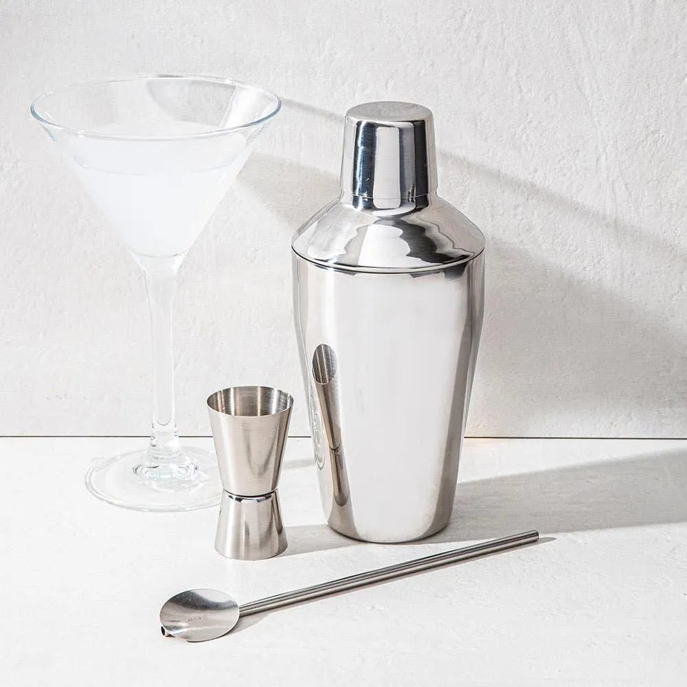 KSP Bar Essentials Cocktail Shaker Combo - Set/3 (Stainless Steel)