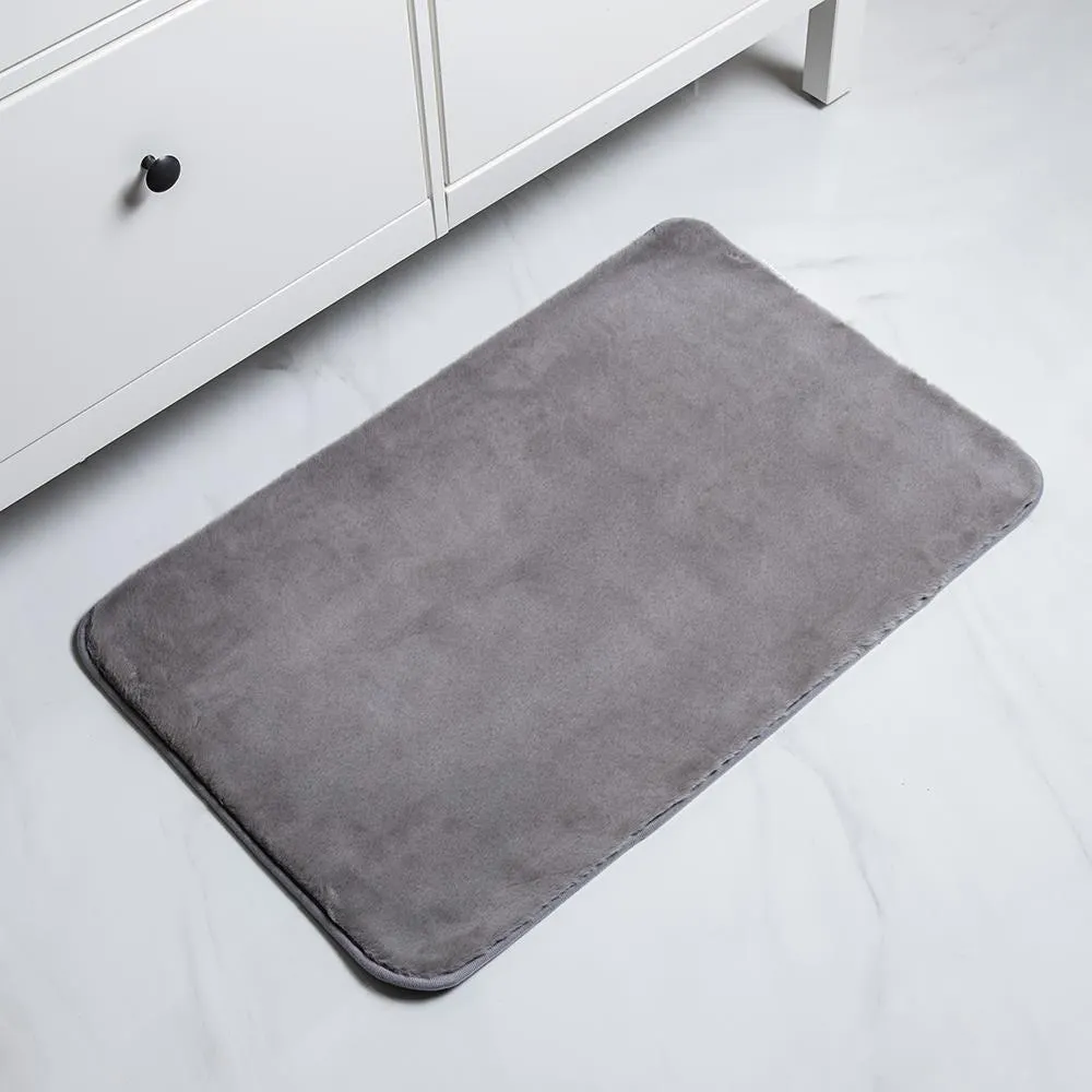 Harman Fluffy Faux Fur Polyester Bathmat - Large (Light Grey)