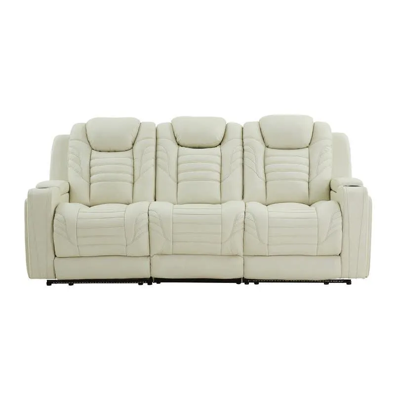 Sofa modulaire inclinable électrique en cuir véritable avec dossier rabattable, lumières de lecture et éclairage DEL - 3 mcx