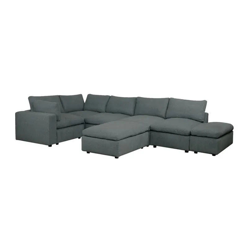 Sectionnel modulaire avec 2 ottomans gris - 8 mcx