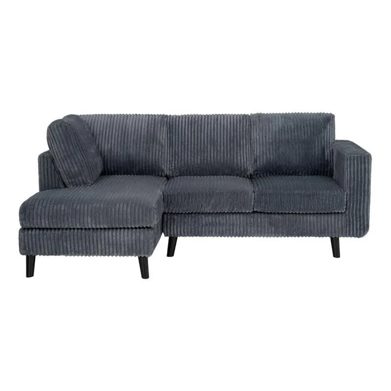 Sectionnel en velours côtelé avec chaise longue à gauche