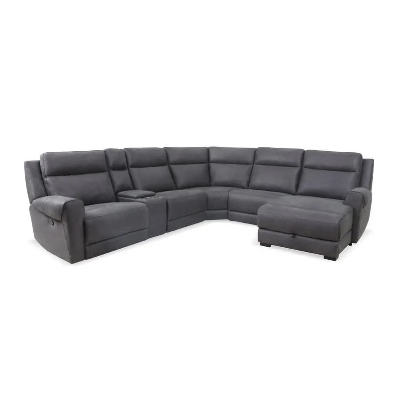 Sectionnel modulaire inclinable, chaise longue avec rangement, dossier rabattable, console électrique - 6 mcx