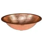 Dual Mount Small Oval Copper 17 inch 0-Hole Bathroom Sink in Polished Copper