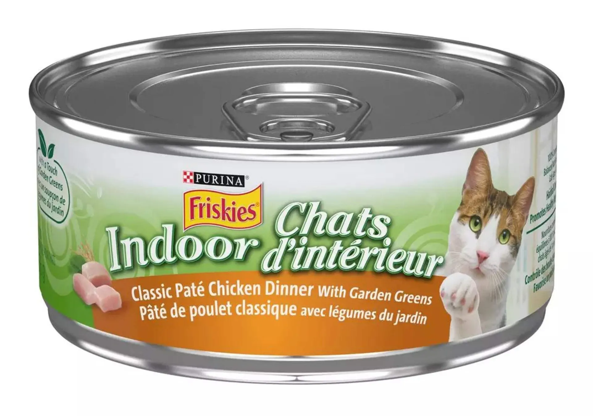 Purina Friskies® Indoor Pate Chicken Dinner with Garden Greens Wet Cat Food, 156-g