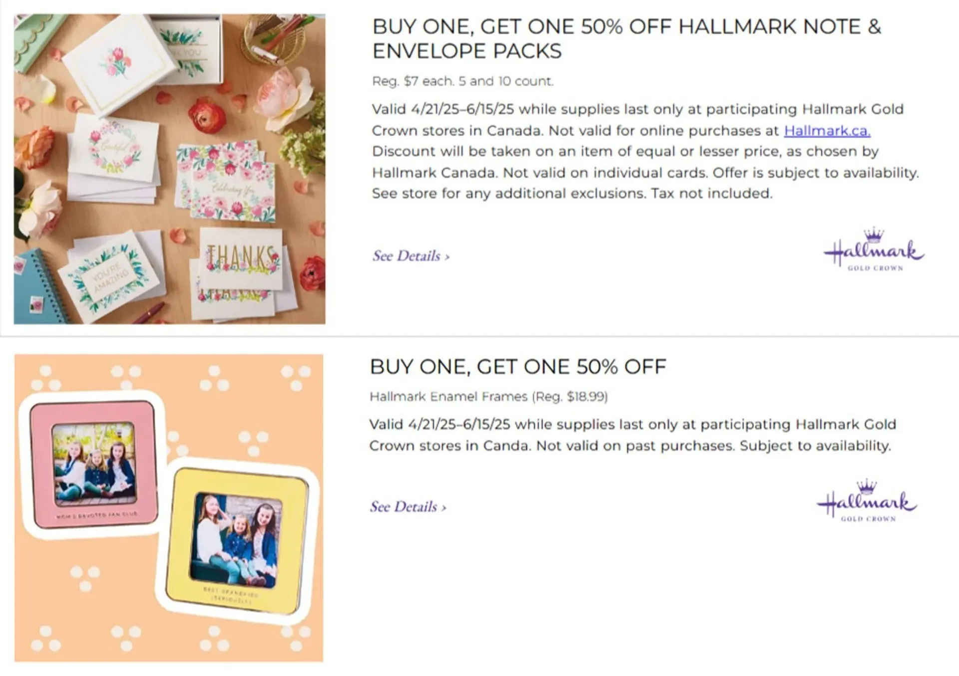 Hallmark flyer from April 22 to June 15 2025 - flyer page 1