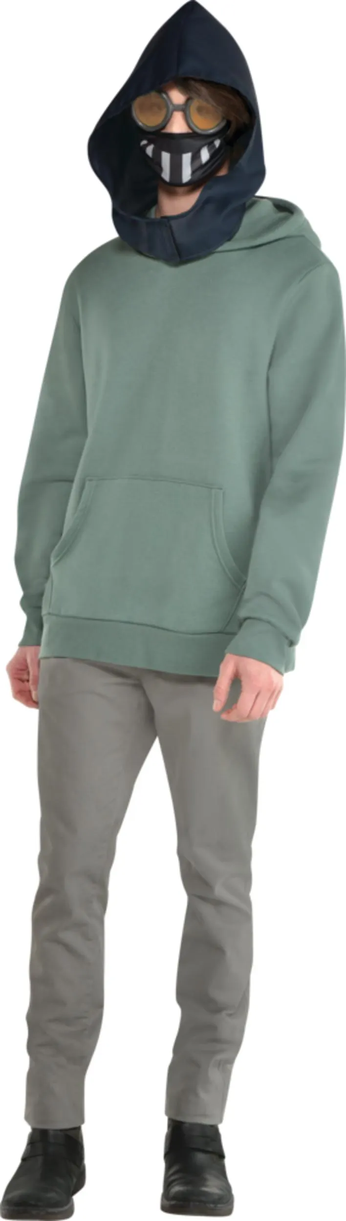 Creepy Tommy Mask with Hood & Goggles, Black/Orange, One Size, 3-pk, Wearable Costume Accessories for Halloween