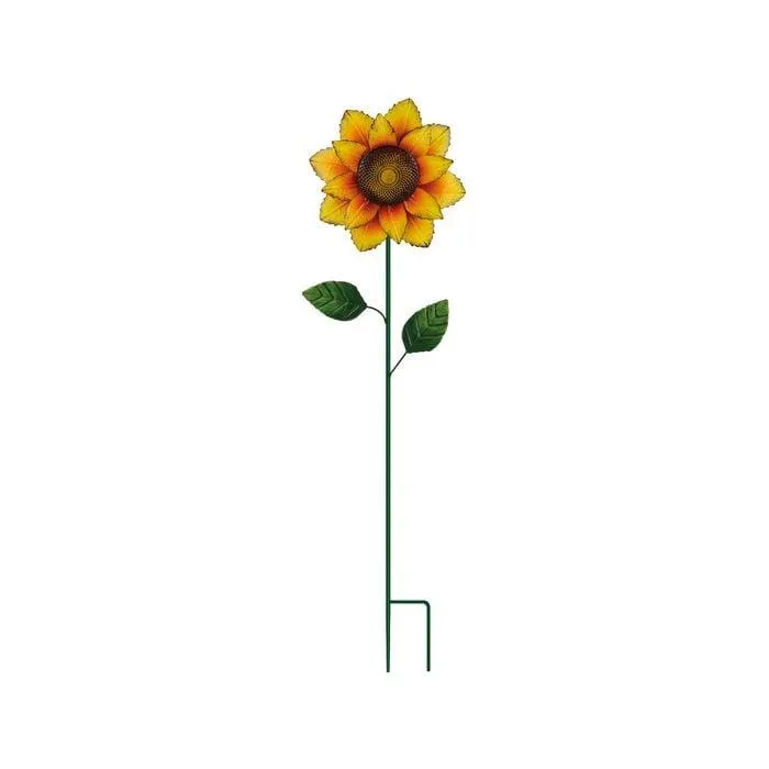 20 X 74cm Yellow Metal Sunflower Decorative Garden Stake