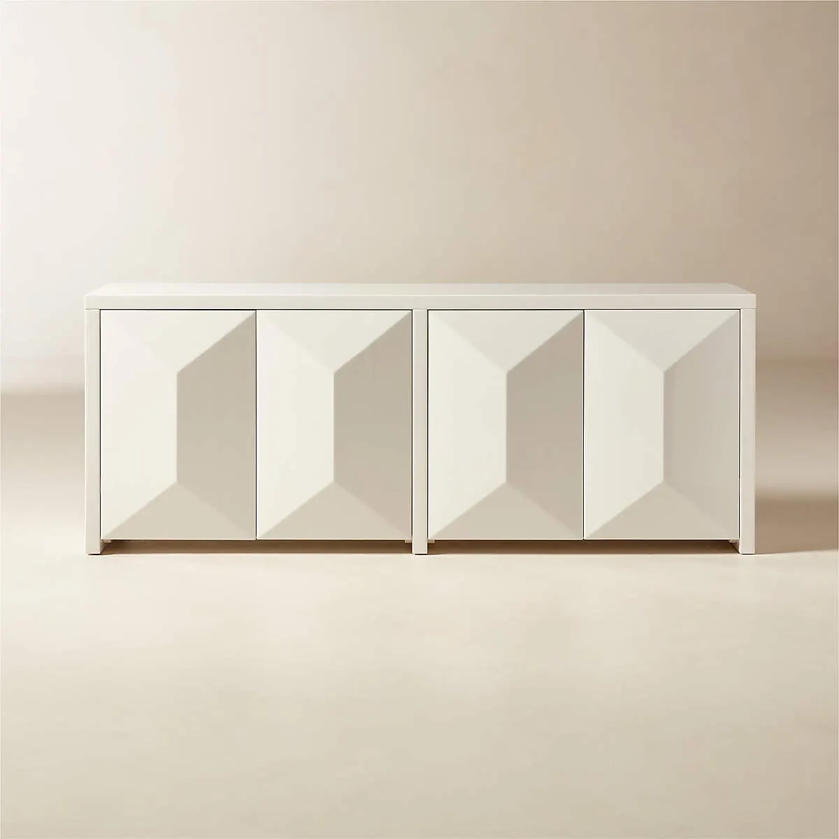 Cairo Warm White High-Gloss Lacquered Credenza 72"