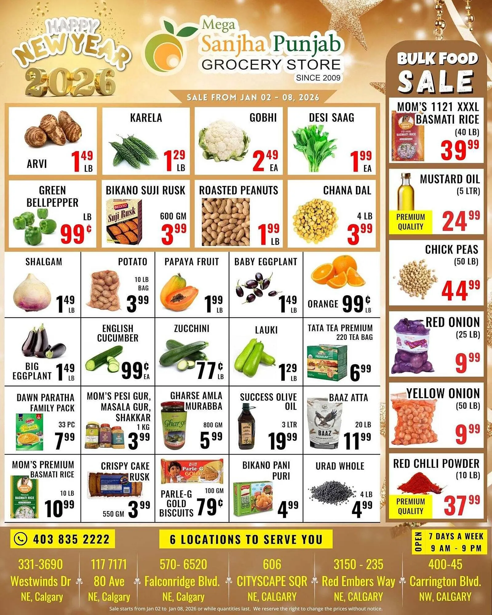 Mega Sanjha Punjab Grocery Store flyer from January 2 to January 8 2026 - flyer page 1