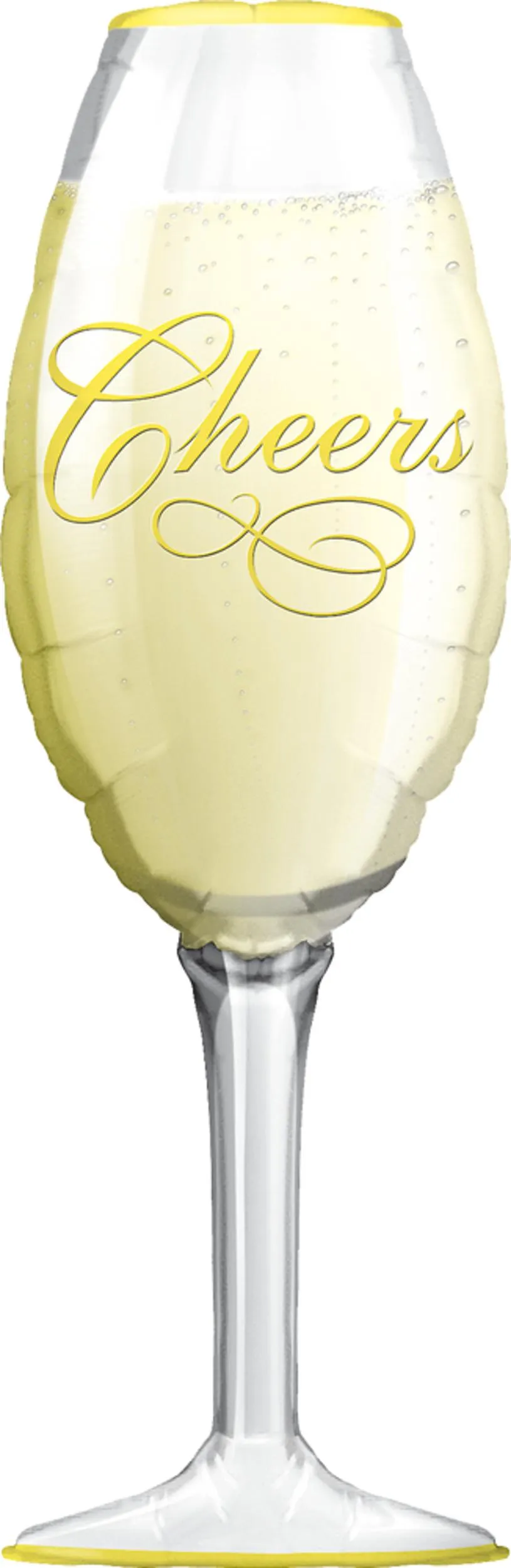 "Cheers" Champagne Wine Glass Satin Foil Balloon, Gold/Silver, 38-in, Helium Inflation & Ribbon Included for New Year's Eve/Anniversary/Graduation