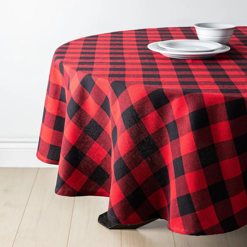 Harman Christmas Buffalo Check Cotton Tablecloth (70" Round)