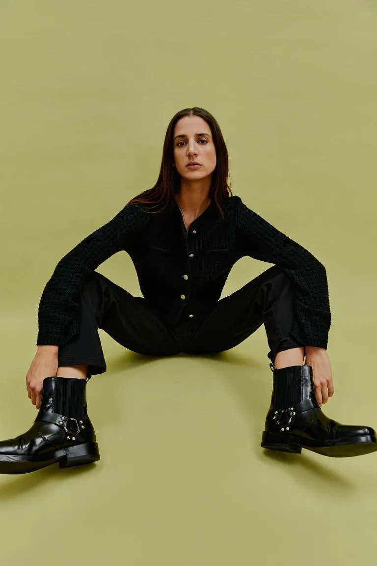 Kort strukturstrikket cardigan