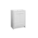 Romali 24-inch W x 15-inch D White Wood 2-Door & 1-Drawer Bathroom Vanity with Ceramic Top Gloss White Single Sink