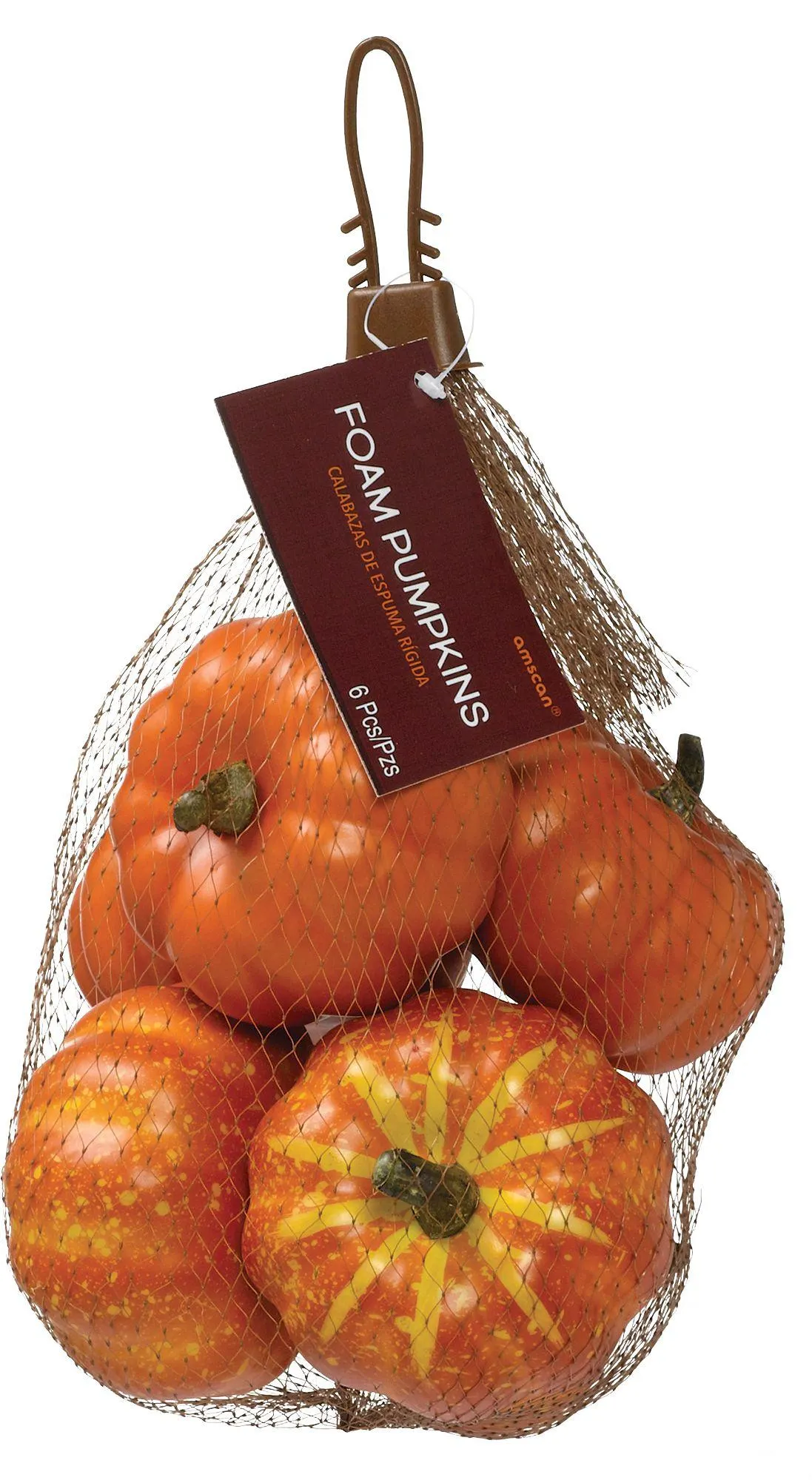 Foam Pumpkin Probs, Orange, 3-in, 6-pk, Indoor Decoration for Fall