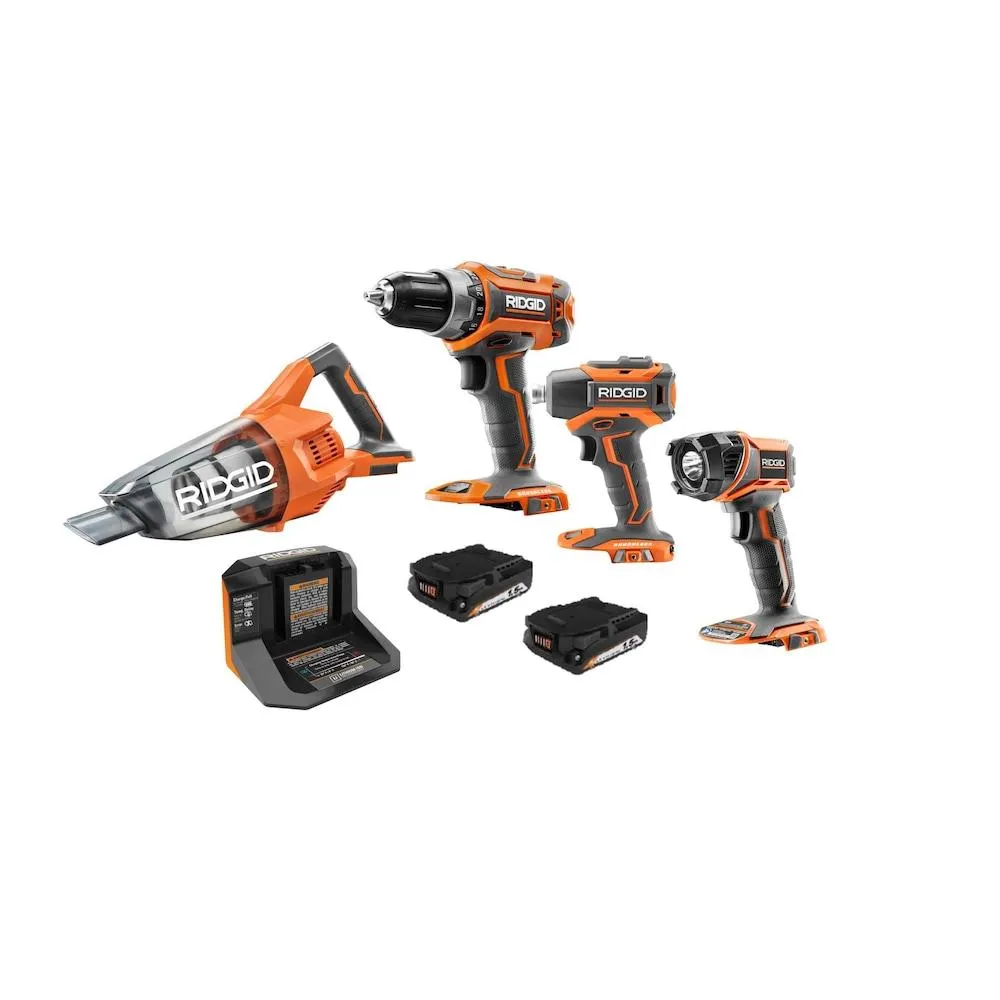 18V Lithium-Ion Brushless Cordless Combo Kit (4-Piece) with (2) 1.5 Ah Batteries and Charger