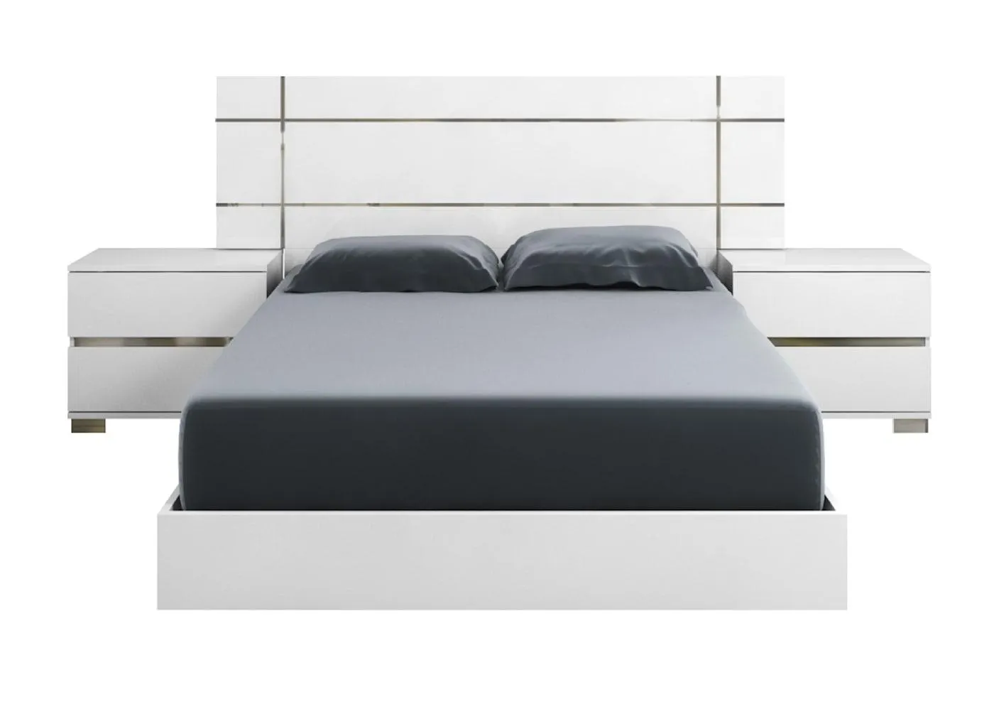 Palermo Queen Wing Bed w/Nightstands - Dream White