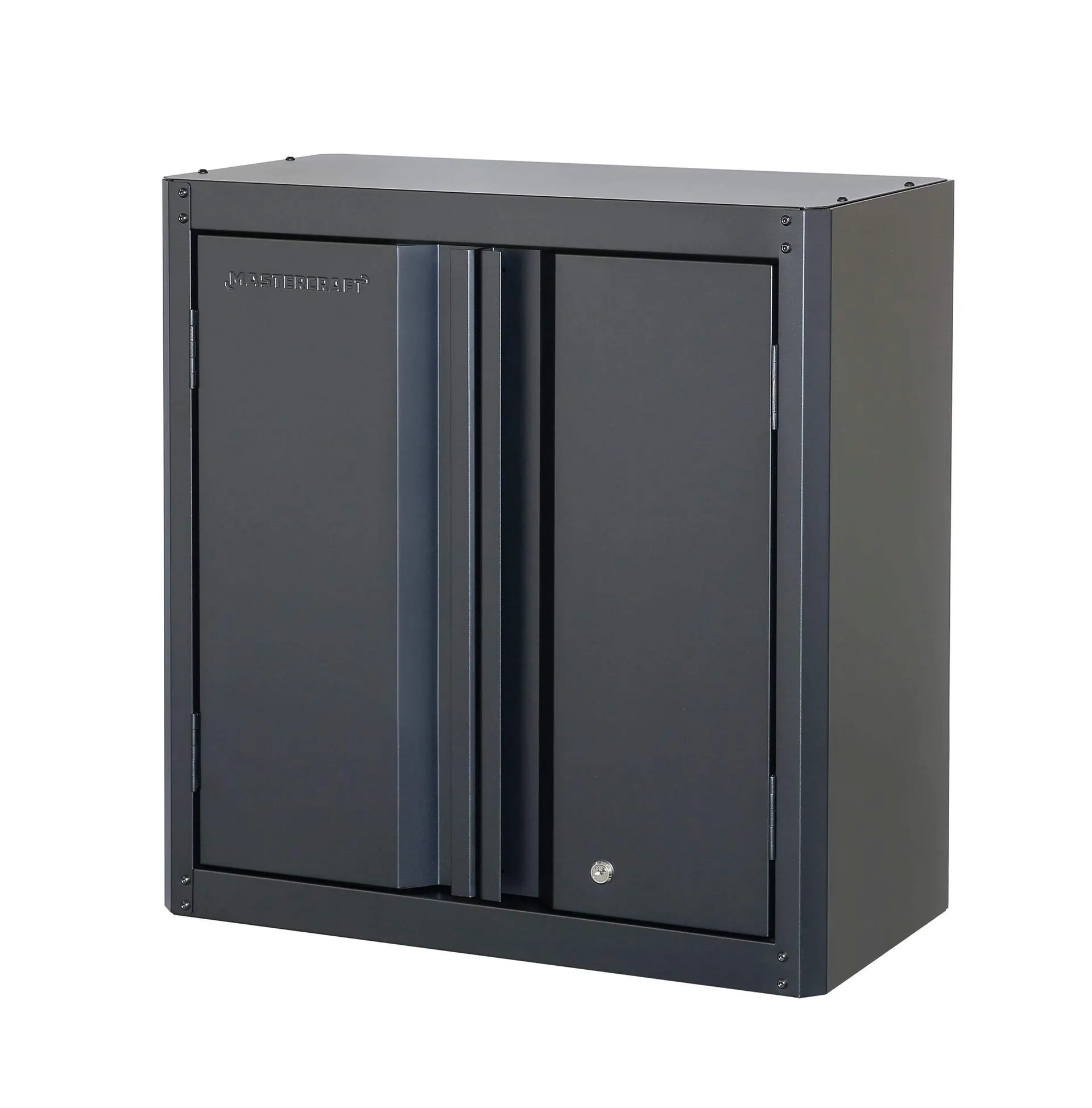 Mastercraft 2-Door Wall Storage Cabinet with Adjustable Shelf, Black, 28 x 14 x 29-in
