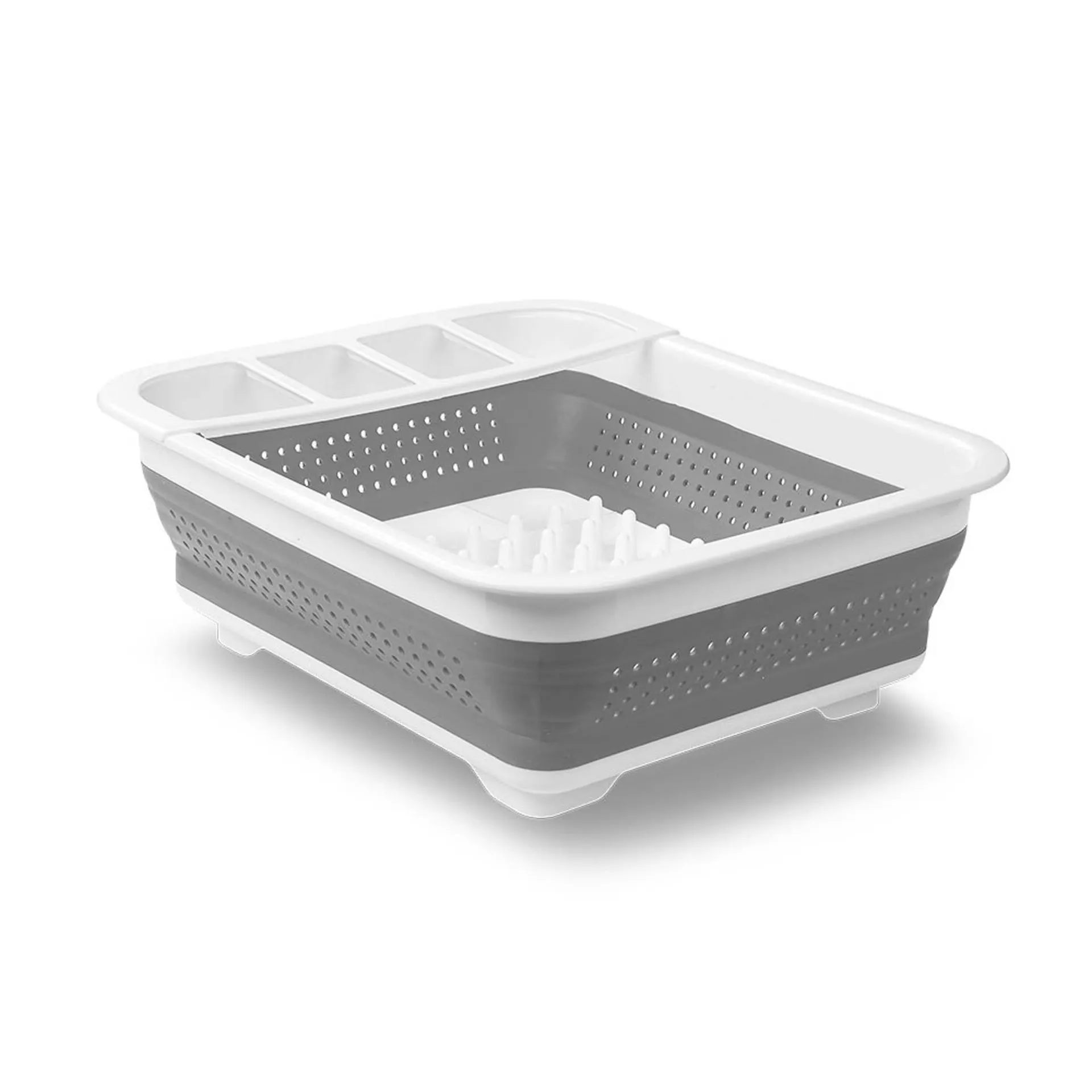 Madesmart Collapsible Folding Plastic Dish & Cutlery Drying Rack, White