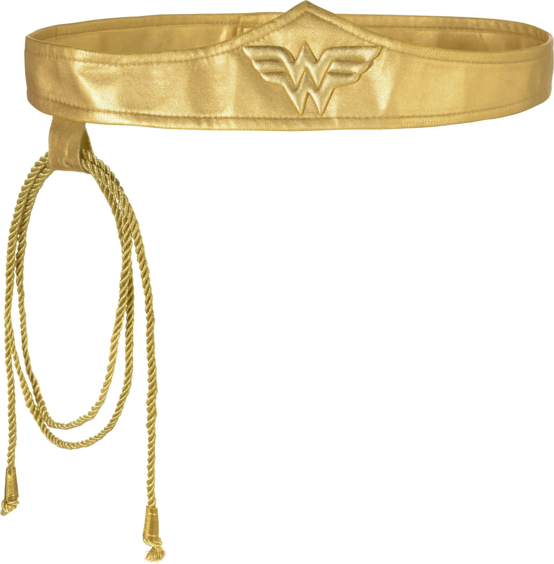 DC Wonder Woman Kit with Tiara, Gauntlets, Belt & Lasso, Gold, One Size, 4-pk, Wearable Costume Accessories for Halloween