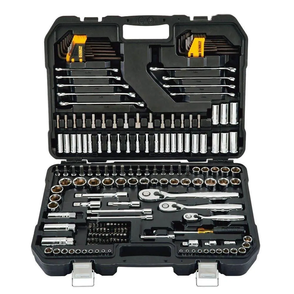 1/4-inch, 3/8-inch, and 1/2-inch Drive Polished Chrome Mechanics Socket Set (200-Piece) includes Combination Wrenches, Hex Keys, Nut Driver Bits and Ratchets and Sockets